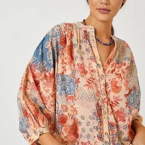 Anthropologie Pilcro Floral Patchwork Batwing Blouse - Multicolor
